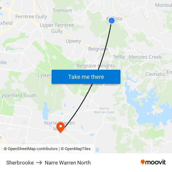 Sherbrooke to Narre Warren North map