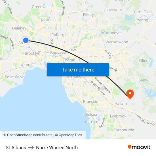 St Albans to Narre Warren North map