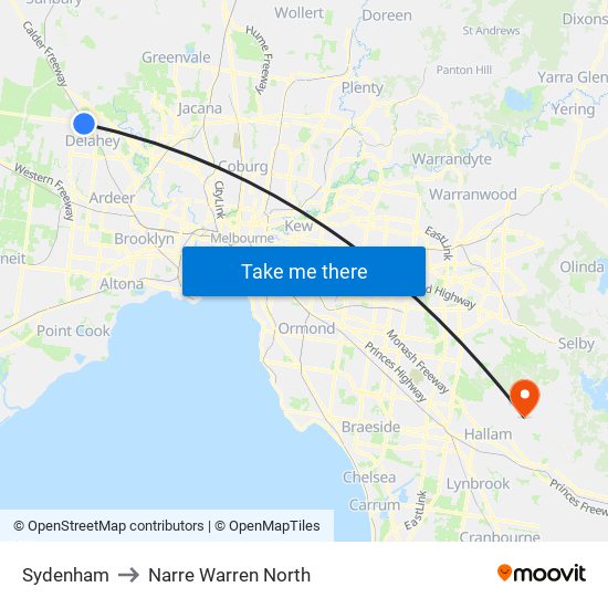 Sydenham to Narre Warren North map