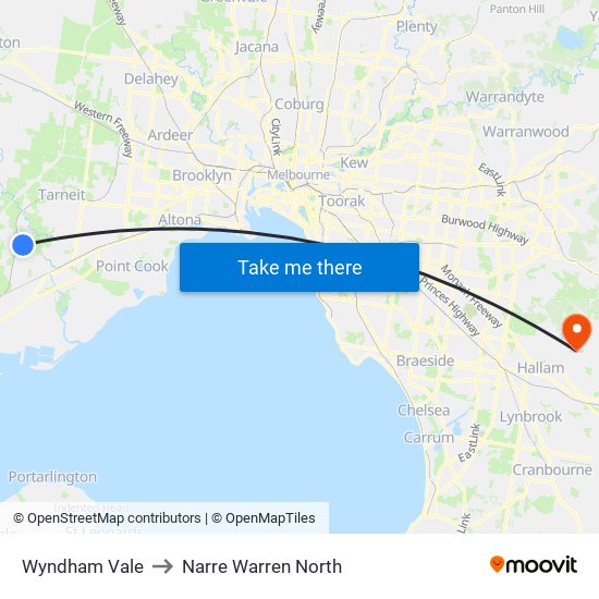 Wyndham Vale to Narre Warren North map