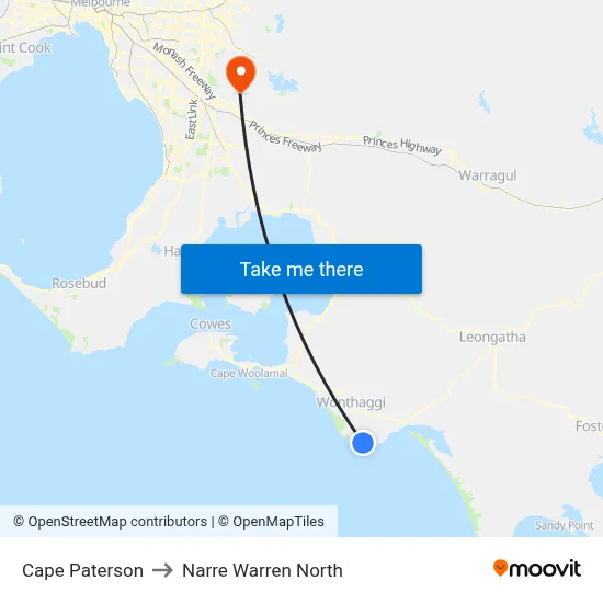 Cape Paterson to Narre Warren North map