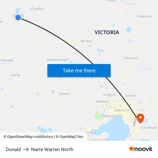 Donald to Narre Warren North map