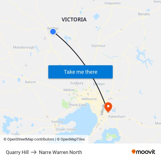 Quarry Hill to Narre Warren North map