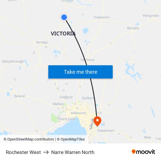 Rochester West to Narre Warren North map