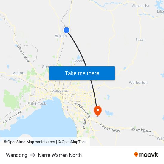 Wandong to Narre Warren North map