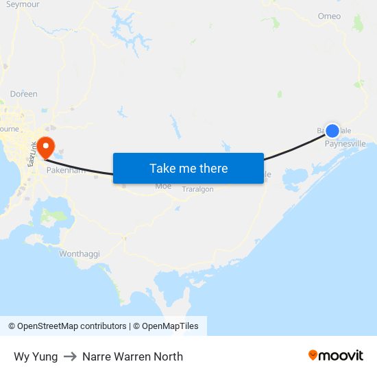 Wy Yung to Narre Warren North map