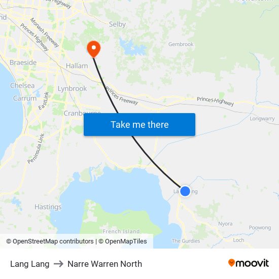 Lang Lang to Narre Warren North map