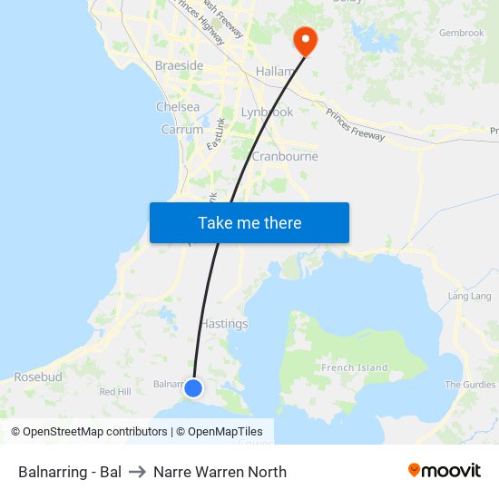 Balnarring - Bal to Narre Warren North map