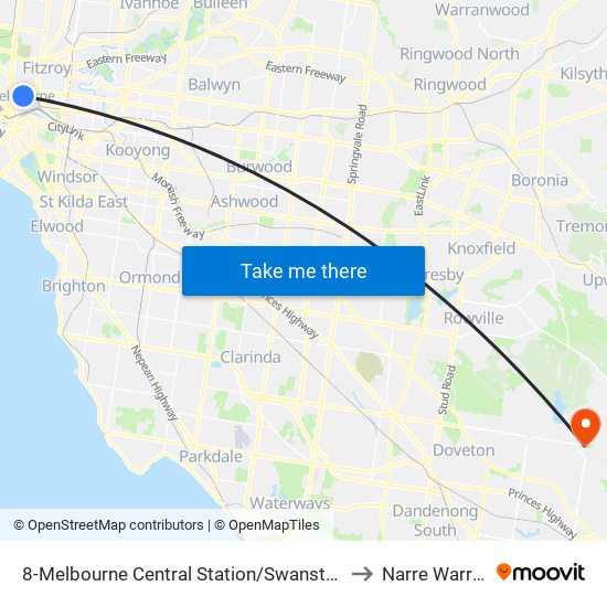 8-Melbourne Central Station/Swanston St (Melbourne City) to Narre Warren North map
