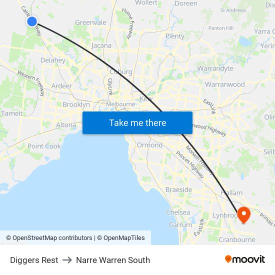 Diggers Rest to Narre Warren South map