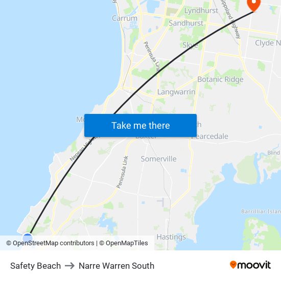 Safety Beach to Narre Warren South map
