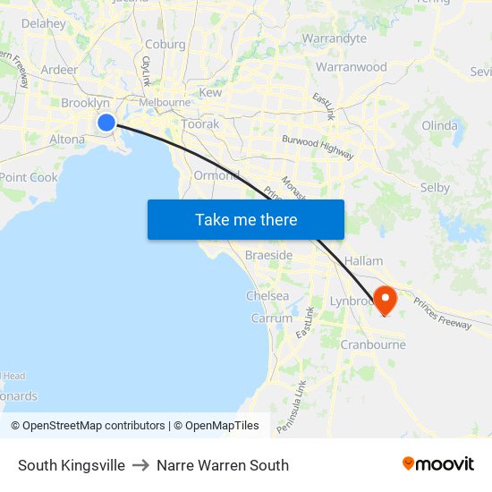 South Kingsville to Narre Warren South map