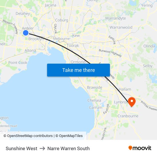 Sunshine West to Narre Warren South map