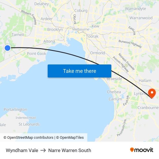 Wyndham Vale to Narre Warren South map