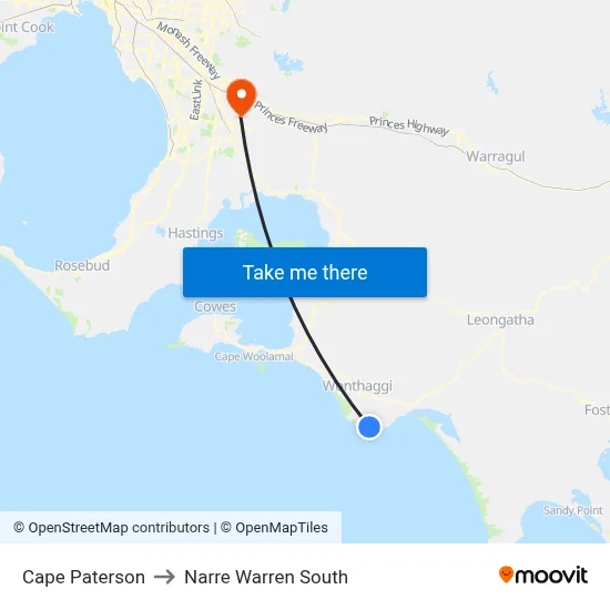 Cape Paterson to Narre Warren South map