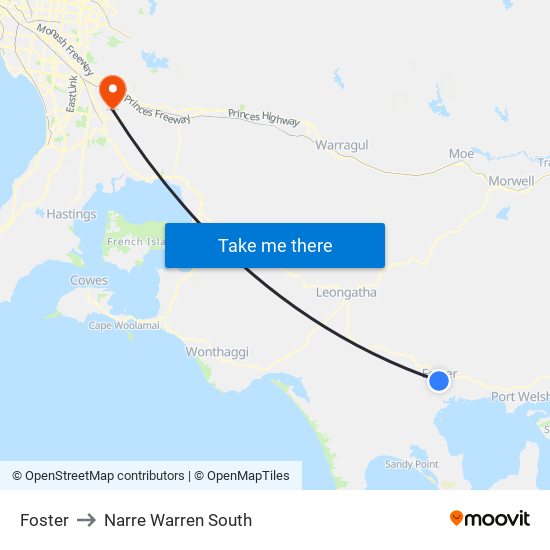 Foster to Narre Warren South map