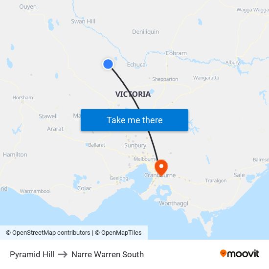 Pyramid Hill to Narre Warren South map