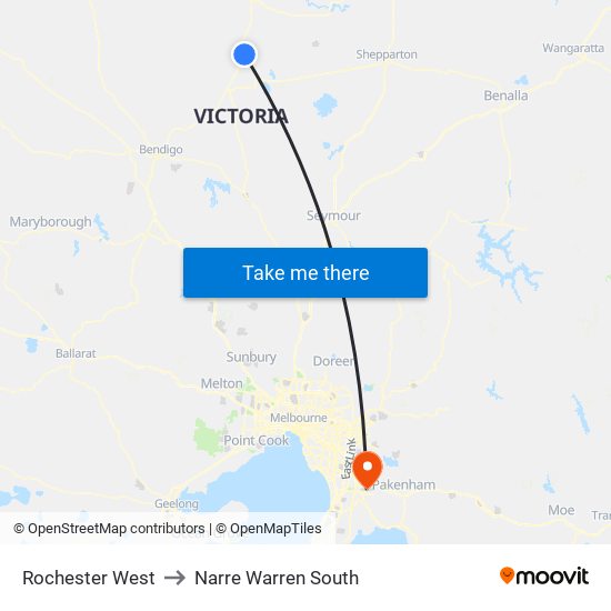 Rochester West to Narre Warren South map