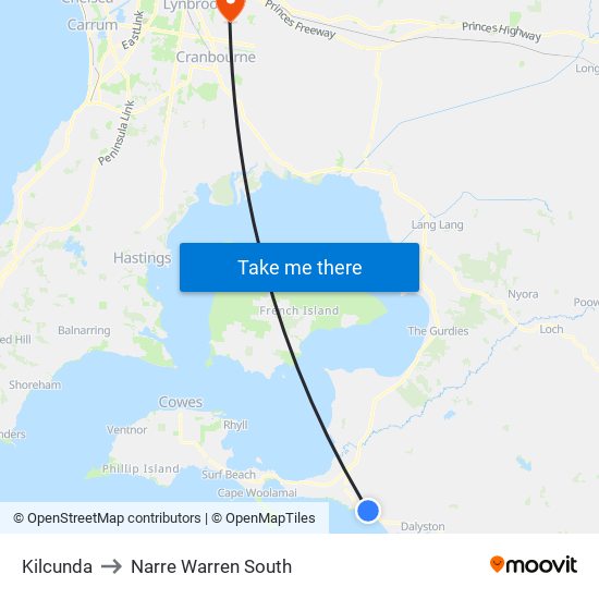 Kilcunda to Narre Warren South map