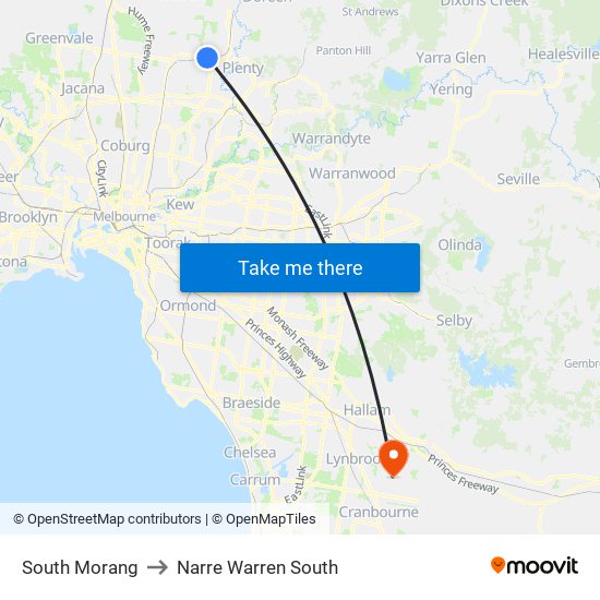 South Morang to Narre Warren South map