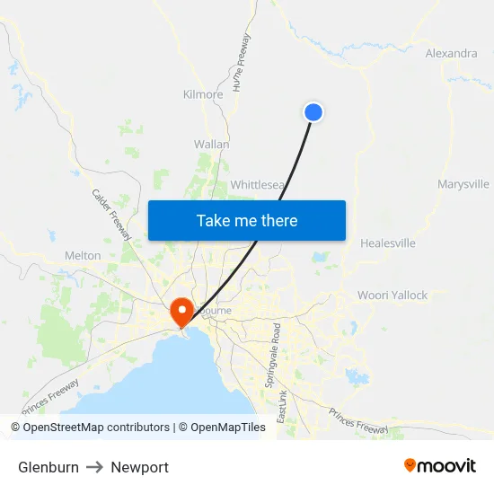 Glenburn to Newport map
