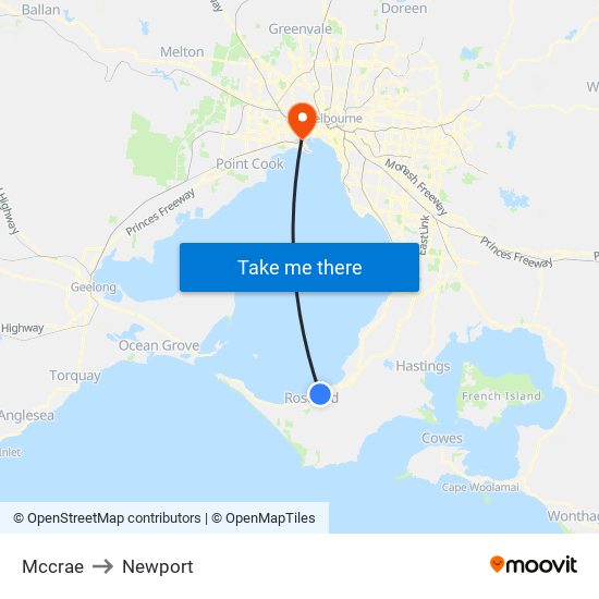 Mccrae to Newport map