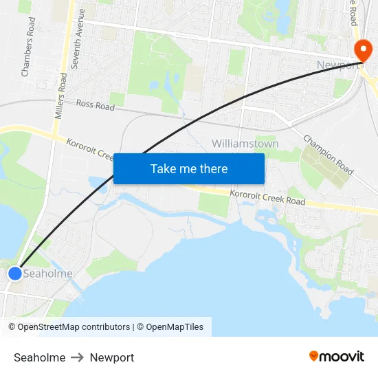 Seaholme to Newport map