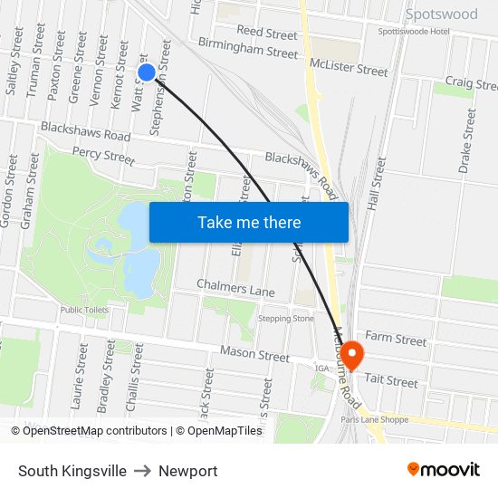 South Kingsville to Newport map