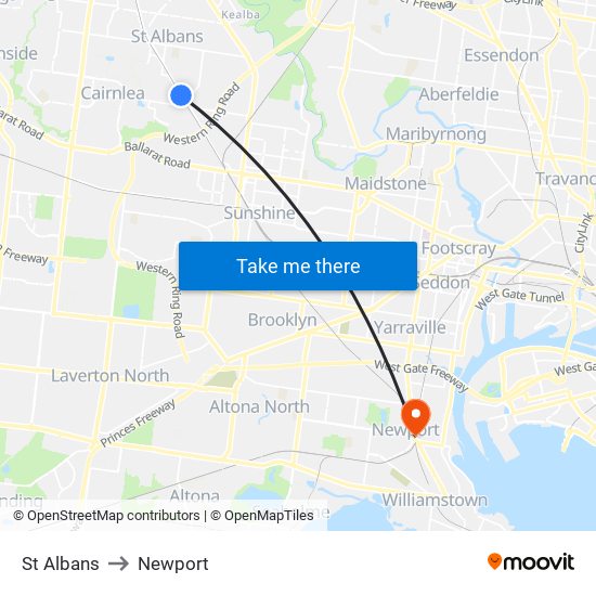 St Albans to Newport map