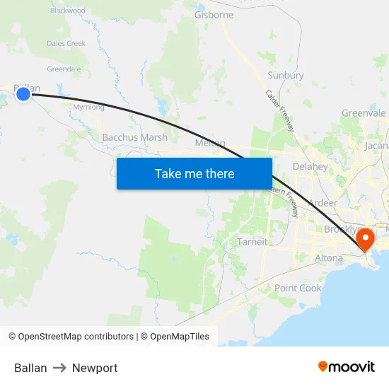 Ballan to Newport map