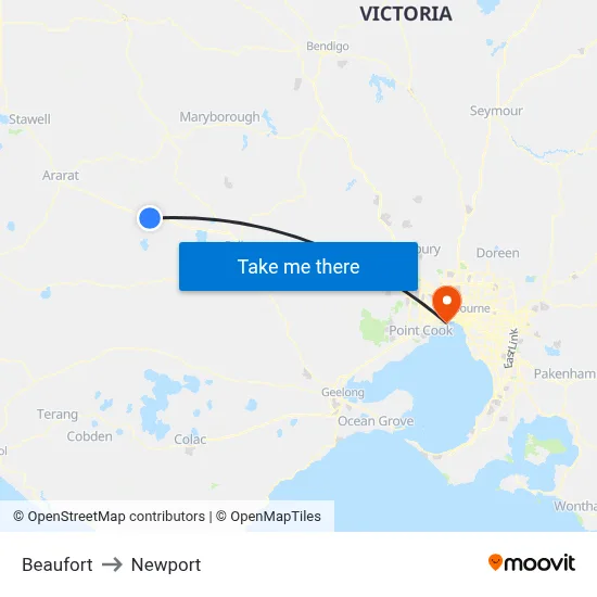 Beaufort to Newport map