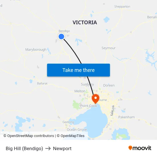 Big Hill (Bendigo) to Newport map