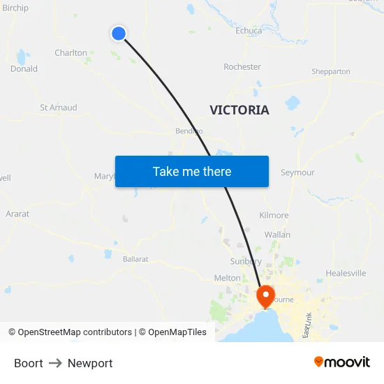 Boort to Newport map