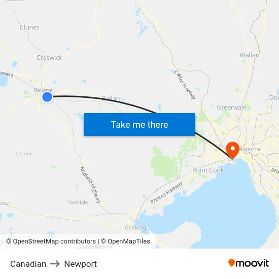 Canadian to Newport map