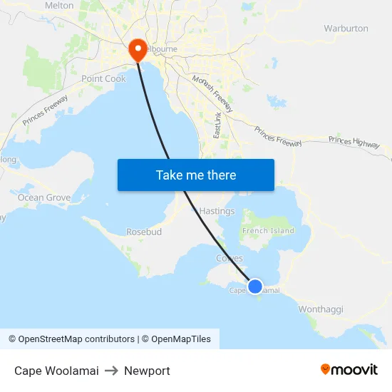 Cape Woolamai to Newport map