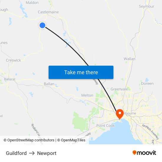 Guildford to Newport map