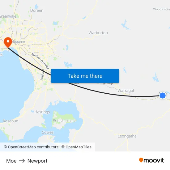 Moe to Newport map