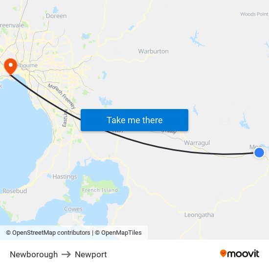 Newborough to Newport map