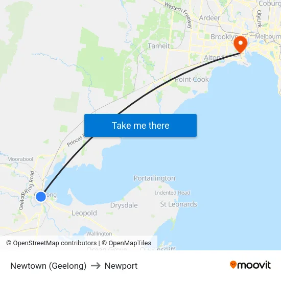 Newtown (Geelong) to Newport map