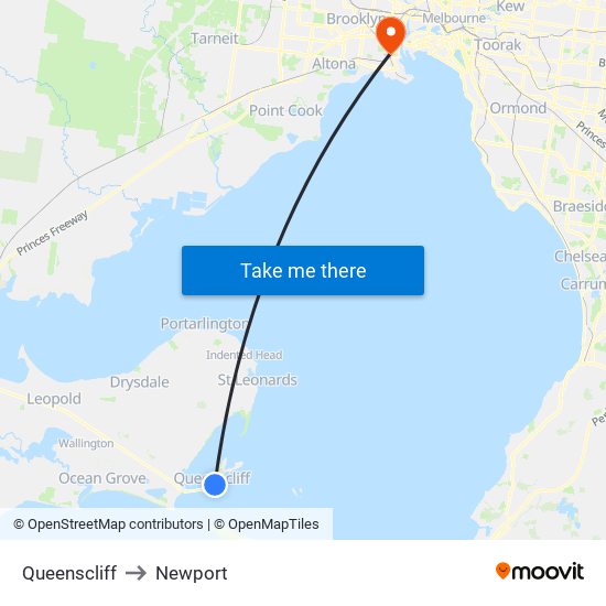 Queenscliff to Newport map