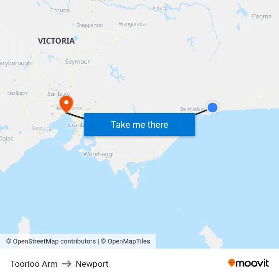 Toorloo Arm to Newport map
