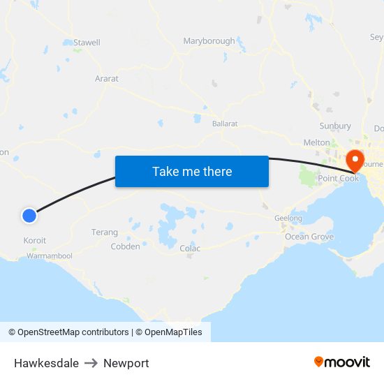 Hawkesdale to Newport map