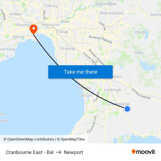 Cranbourne East - Bal to Newport map