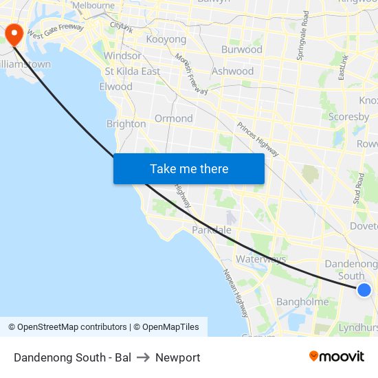 Dandenong South - Bal to Newport map