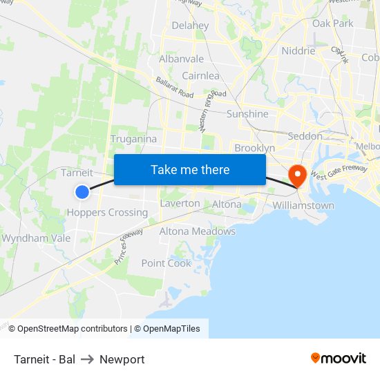 Tarneit - Bal to Newport map