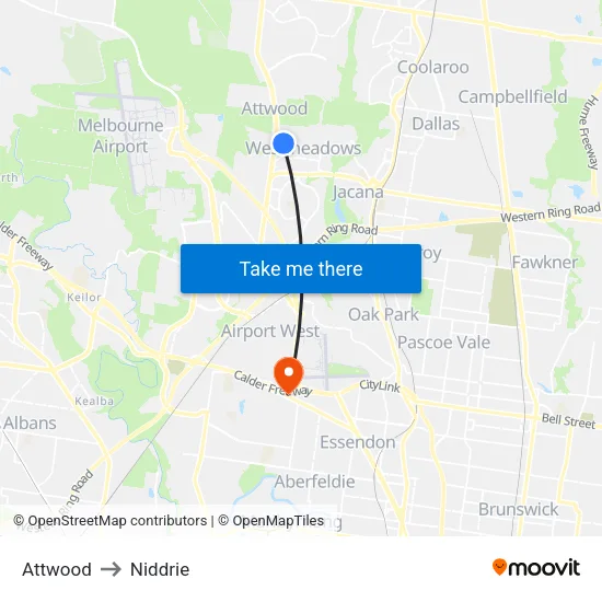 Attwood to Niddrie map