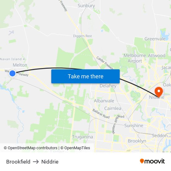 Brookfield to Niddrie map