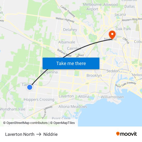 Laverton North to Niddrie map