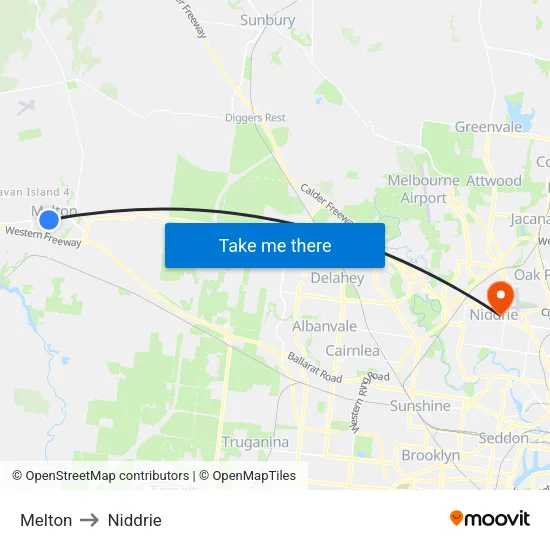 Melton to Niddrie map