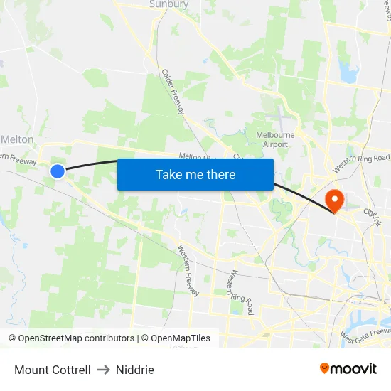 Mount Cottrell to Niddrie map